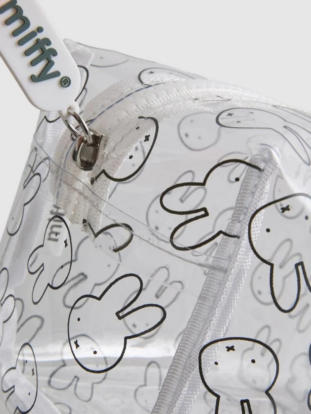MIFFY Clear Bunny Print Cosmetic Pouch - White & Black
